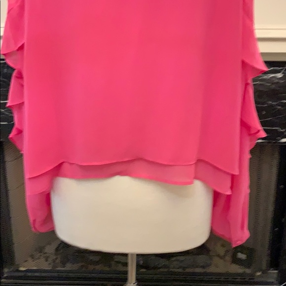 Bisou Bisou pink chiffon, ruffled sleeve blouse - Picture 5 of 7